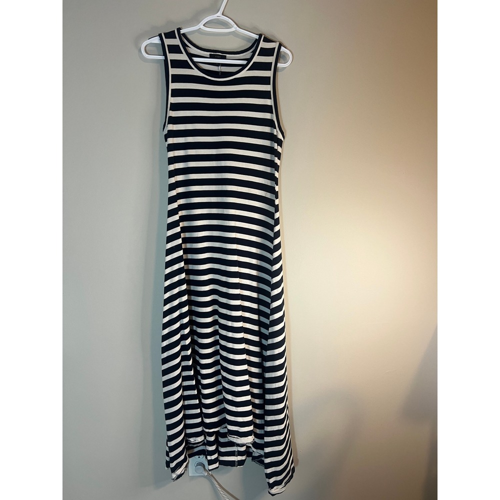 J.Crew Womens Navy Blue White Striped Sleeveless Asymmetrical Hem Midi Dress S